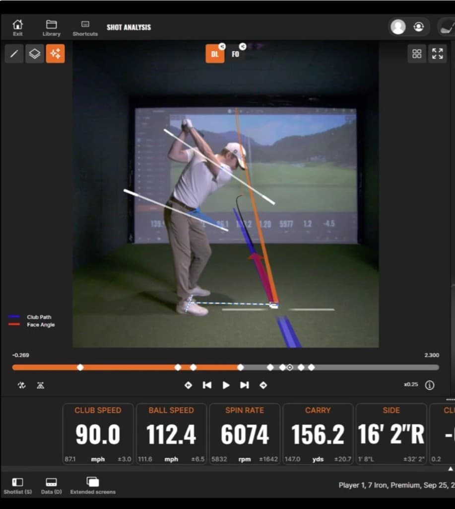 TrackMan shot analysis showing swing video and detailed club and ball data